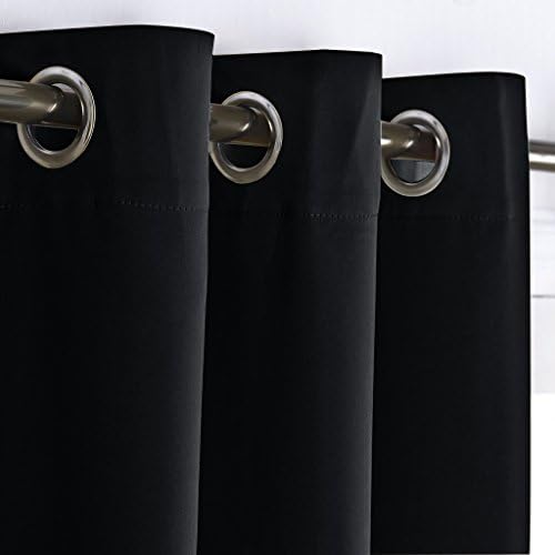NICETOWN Closet Door Curtain, Room Dividers Panel Screens Partitions, Wide Width Grommet Top Modern Privacy Heavy Room Divider, Commercial Room Dividers (1 PCs, 8ft Tall x 15ft Wide, Black) - Image 2