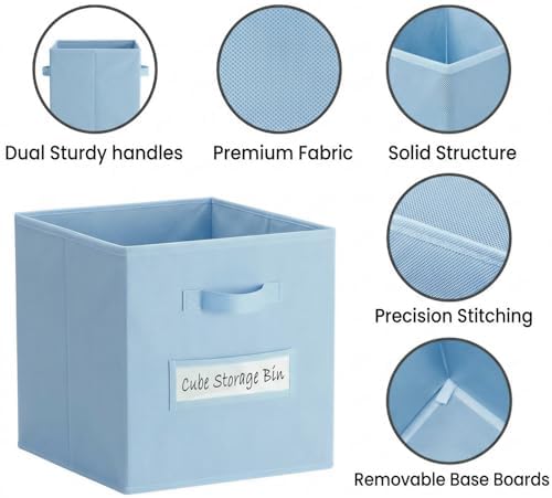 Storage Bins,13 Inch Cube Storage Bin with Labels,6pcs,Pastel Blue - Image 2