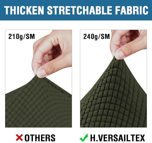 H.VERSAILTEX 4 Piece Stretch Sofa Covers for 3 Cushion Couch Covers for Living Room Furniture Slipcovers (Base Cover Plus 3 Seat Cushion Covers) Thicker Jacquard Fabric (Large Sofa, Olive) - Image 3