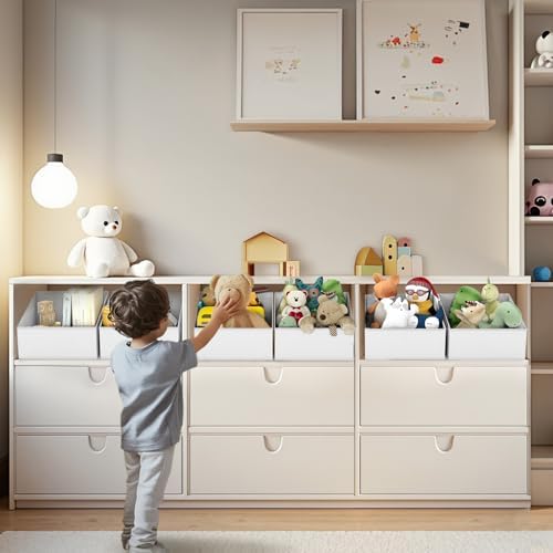 DIMJ Closet Storage Bins 6 Pack - Fabric Trapezoid Organizer Bin, Foldable Storage Baskets for Shelves, Closet Shelf Organizer, Clothing Storage Box for Toys, Books, Towel, Clothes, White - Image 3