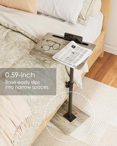 Masupu Sofa Arm Tray Table - 360° Swivel Height Adjustable End Table, Small Snack Side Table for Couch, C Shaped Table for Bed, Chair or TV Tray Table(Greige) - Image 4
