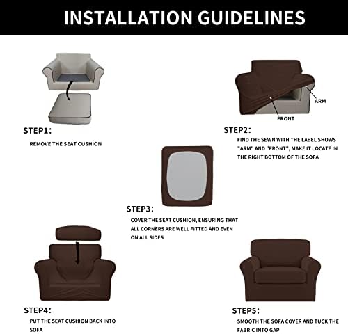 Easy-Going 2 Pieces Stretch Sofa Slipcover for Armchair Washable - Image 6