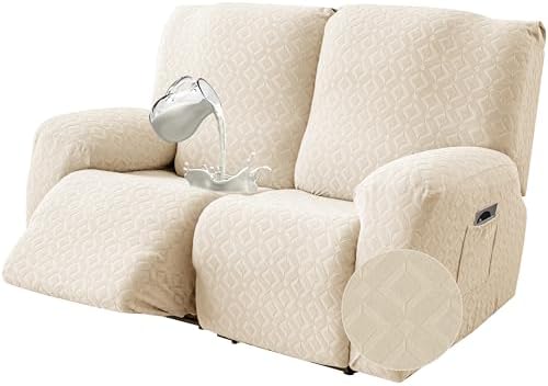 Genina Waterproof Recliner Loveseat Cover,2 Seat Couch Cover,Beige by Genina