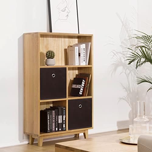 Foldable Storage Cubes Bins ,11 Inch Cloth Storage Cube Fabric Storage Box Cubes Organizer Baskets with Dual Handles for Home Organizer Set of 3 (Brown) - Image 4
