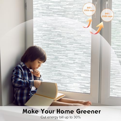 Volcanics Window Privacy Film with Installation Tools, Frosted Glass Window Film, Removable Window Clings for Home Office, Static Cling Opaque Window Stickers, UV Blocking 23.6 x 78.7 Inches - Image 4