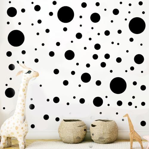 220 PCS Modern Minimal Black Peel & Stick Vinyl Polka Dot Wall Decal Set | 10 sheets circle wall stickers, 8 sizes (6–0.8 in), wall decor for kids room, nursery, classroom, playroom & diy spaces - Image 6