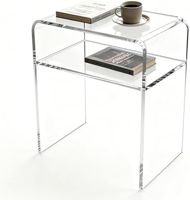 Clear Acrylic End Table/Nightstand,23" H Sleek and Durable Bedside Storage. Ideal for Bedrooms, Living Rooms, and Modern Interiors.A Perfect Choice as a Bedside Table or Sofa Side Piece. (2 Tier- Top) by GETCK