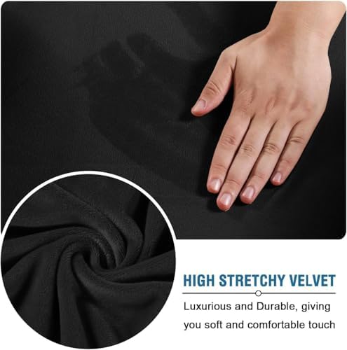 H.VERSAILTEX High Stretch Sofa Slipcover 4 Piece Cover Velvet Furniture Protector Form Fit Thick Velvet Extra Large Sofa Cover for 3 Cushion Couch Width Up to 97 Inch (Large Sofa, Jet Black) - Image 5