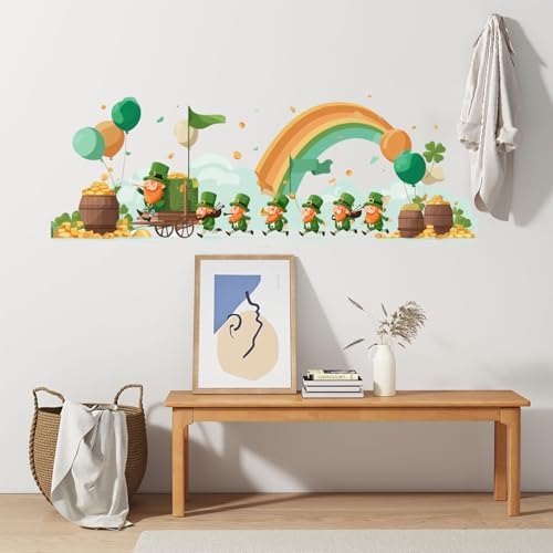 ANNA QUEEN St Patrick’s Day Leprechaun Wall Decals Peel and Stick Lucky Irish Leprechaun Rainbow Wall Stickers Removable Vinyl Holiday Wall Decor for Kids Room Party Decoration - Image 7