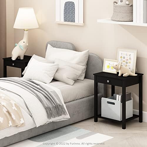 Furinno Classic Side Table with Drawer, 2 Pack, Americano - Image 2