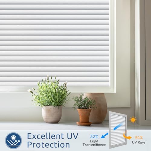 rabbitgoo Frosted Glass Window Privacy Film, Blinds Pattern, 23.6" x 157.4" - Image 5