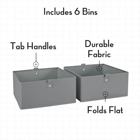 RiverRidge Folding Storage Bins - 6-Pack of 5in Tall Gray Cubes - Image 3