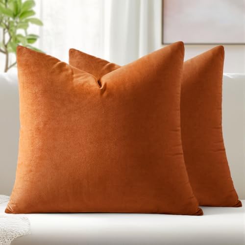 MIULEE Velvet Fall Throw Pillow Covers 16x16 Inch Pack of 2 Orange by MIULEE