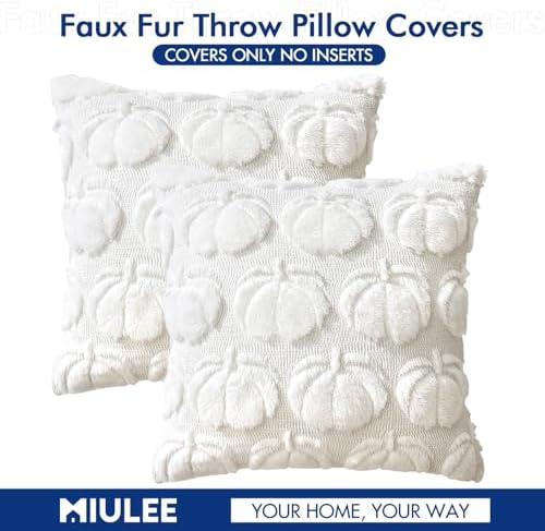 MIULEE Fall Pillow Covers Pumpkin Fall Decor 20x20 Pure White - Image 6