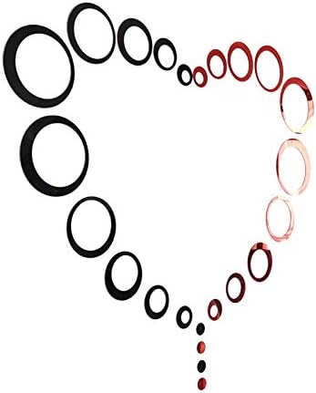 24Pcs Acrylic Circle Mirror Wall Stickers DIY Decals Modern Art Mural for Home Living Room Bedroom Decor Black and Red - Image 3