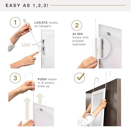 MCS 14.7x50.7 Black Over The Door Mirror, Full Length Hanging Mirror for Bedroom & Bathroom Doors, Lightweight Design with Patented No Tools Required Hanging System - Image 7