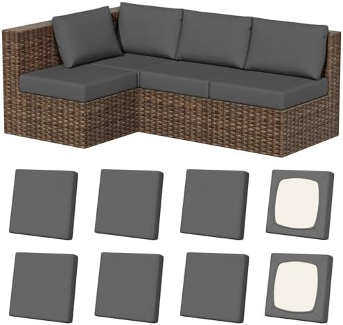 8Pcs Outdoor Cushion Covers, Stretch Patio Furniture Couch Chair Slipcovers by VORSHAPE