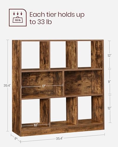 VASAGLE Bookshelf, 8 Cubes Storage Organizer, 35.4 x 11 x 39.4 Inches - Image 3