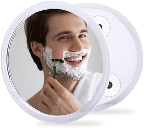 Fogless Shower Mirror for Shaving and Makeup with 3 Removable Powerful Suction Cups, Shatterproof Anti Fog Mirror for Shower and Bathroom, Glassless Safety Kids Mirror by YoHumk