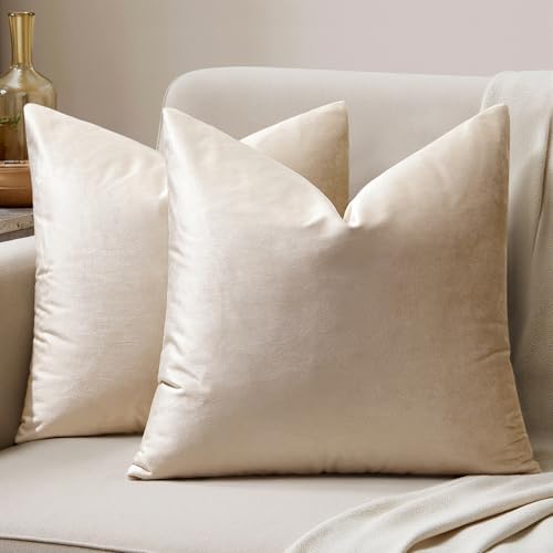 MIULEE Velvet Throw Pillow Covers 18x18 Inch Pack of 2 Champagne by MIULEE