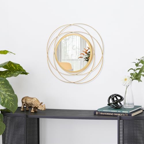 Mirrors for Wall Gold Circular Art Classic Metal Iron Frame Wall Mirror Decor Living Room Bedroom Bathroom Office Farmhouse Entryway Small 12” x 12” - Image 2