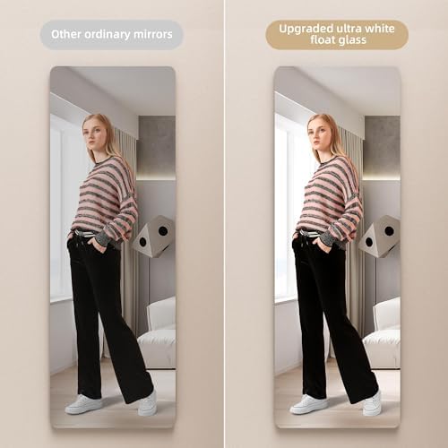 Hasipu Door Mirror Full Length, 47"x 16" Full Body Over The Door Hanging Wall Mounted Mirror for Bedroom, Living Room, Cloakroom, Round White - Image 6