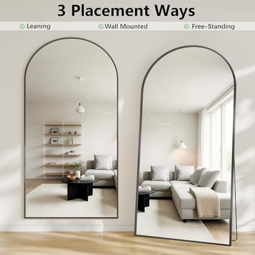 Oversized Full Length Mirror, 38"x77" Large Arched Floor Mirror Full Length with Stand, Room Decor Big Full Body Mirror with HD Tempered Glass Aluminum Frame for Bedroom Living Room, Black - Image 6
