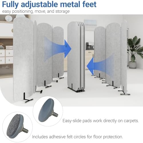 Natwind 5-Panel Portable Room Divider, 123'' x 71'' Office Partition,Grey - Image 5