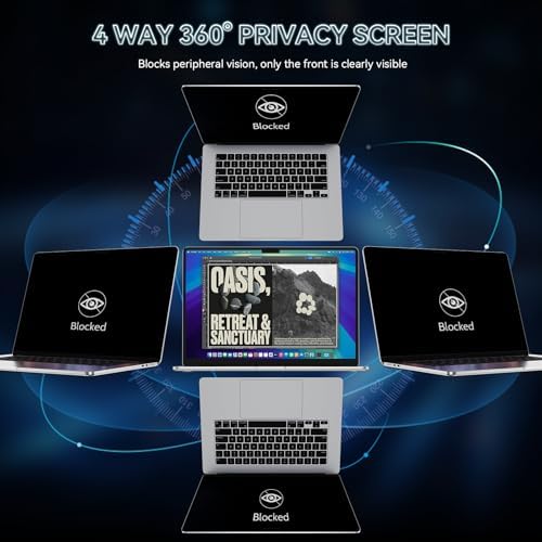360° Privacy Screen for MacBook Air 13.6/13 Inch (2022-2026, M2, M3, M4, M5), 4 Way Privacy Anti Glare Blue Light Filter Shield Film Anti Spy Laptop Protector for Mac 13.6In Computer - Image 2