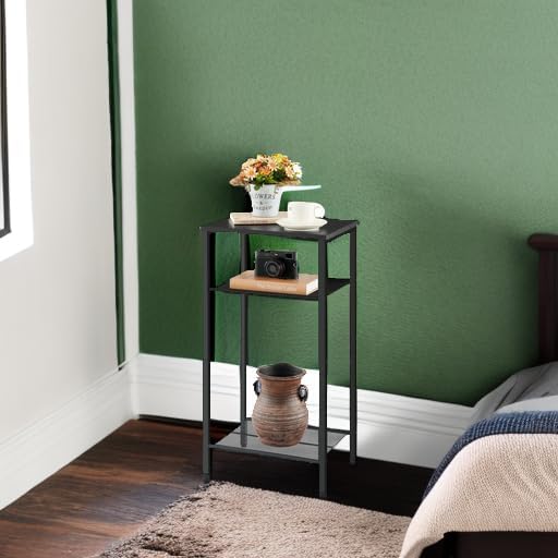 Hoctieon 3 Tier End Table, Telephone Table, Tall Side Table with Storage, Small Nightstand for Small Spaces, Metal Frame, For Living Room, Bedroom, Sofa Couch, Hall, Easy Assembly, Black - Image 6