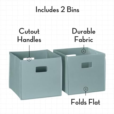 RiverRidge Folding Storage Bins - 2-pack of 10in Tall Sea Green Cubes - Image 3