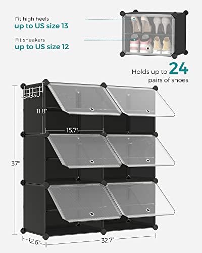 SONGMICS Shoe Rack, 6-Tier with Doors, 24-Pair Storage Cabinet - Image 3