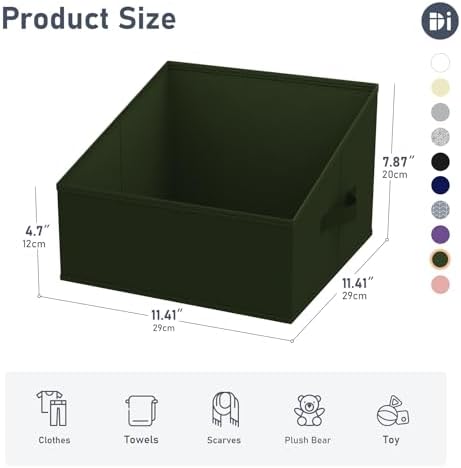DIMJ Closet Storage Bins 6 Pack - Fabric Trapezoid Closet Organizer Bin, Foldable Storage Baskets for Shelves, Closet Shelf Organizer, Clothing Storage Box for Toys, Books, Towel, Clothes, Green - Image 2