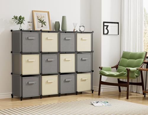 HOMIDEC Closet Organizers and Storage, 12 Cube Storage Organizer, Grey - Image 4