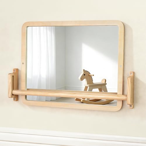 Montessori Mirror with Bar – Adjustable Baby Pull Up Bar, Anti-Rotation Design & Acrylic Safety Baby Mirror for Wall – Tummy Time, Pull to Stand Toys for Infant Toddler Nursery by Unknown