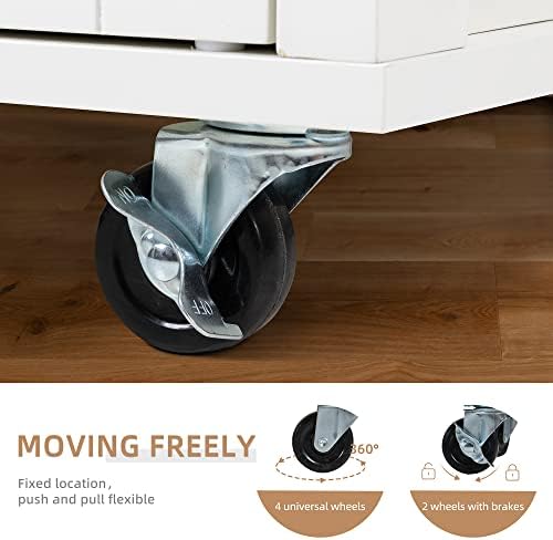 Shintenchi Kitchen Island Cart with Storage,Rolling Kitchen Island Side Table on Wheels with Large Worktop,Storage Cabinet,Towel Rack and Drawers for Kitchen,Dinning Room,Black - Image 5