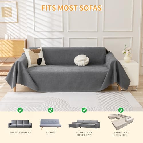 Deep Dream Waterproof Couch Covers for 3 Cushion Couch, Cat-Scratch Resistant Sofa Cover, Pet Friendly Anti Slip Sofa Slipcovers Furniture Protector Washable Sofa Covers, 91" x 118",Dark Grey - Image 6