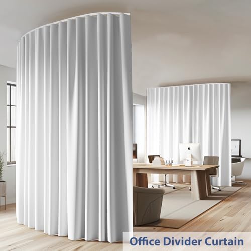 Room Divider Ceiling Mounted Curtains Track Sets Extra Wide Blackout Curtain Flexible Tracks for Bedroom Privacy Partition Separator, 1 Panel White Drape and White Rail, W15 x H8ft - Image 3