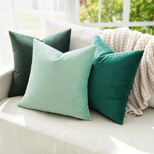 MIULEE Velvet Throw Pillow Covers 20x20 Inch Pack of 2 Green - Image 5