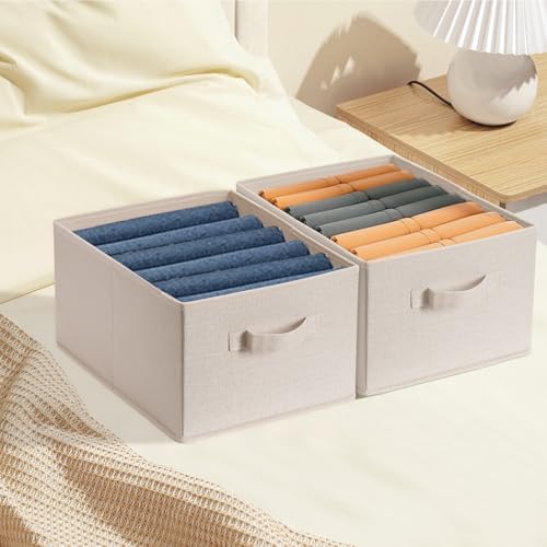 Clothings Collapsible Storage Bins, Foldable Organizers and Storage Baskets Cube Storage Bin for Bedroom Living Room (4 Pack) (Flaxen, 15.4x11.4x7.9inch) - Image 5