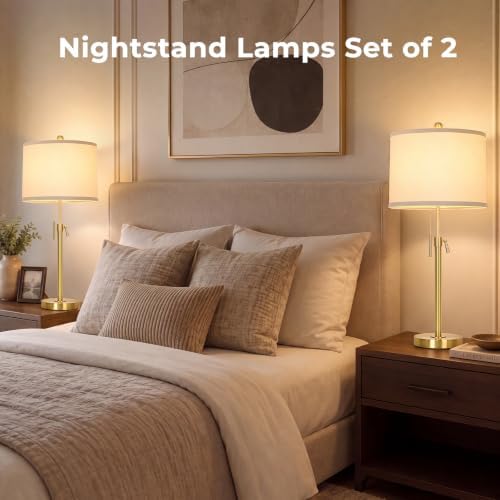 Qingmiao Gold Table Lamps Set of 2, 22" to 30" Adjustable, 3 Way Bulbs - Image 5