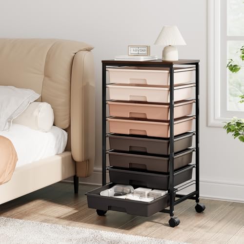 TOOLF Rolling Storage Cart with 8 Drawers,Brown - Image 7