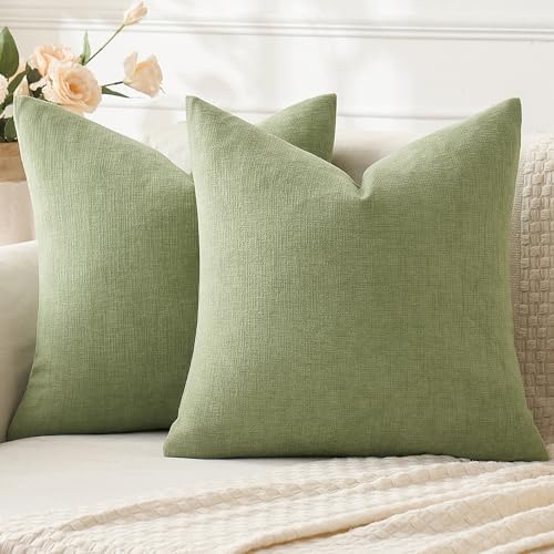 MIULEE Sage Green Chenille Couch Euro Throw Pillow Covers, 22x22 by MIULEE