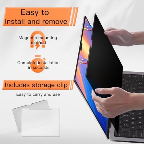 Mamol Magnetic Privacy Screen for MacBook Pro 13 Inch(2016-2022, M1, M2), Anti Glare Blue Light Filter with Camera Cover, Anti Spy Laptop Screen Protector - Image 5