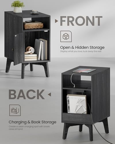 VASAGLE End Table with Charging Station, Narrow Side Table, Nightstand - Image 4