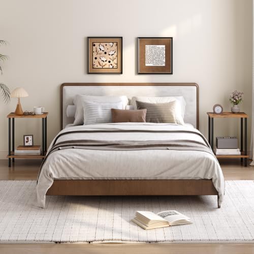 HOOBRO End Table, Small Side Table, Nightstand with 2-Layer Storage Shelves, Sofa Table for Small Spaces, Living Room, Bedroom, Stable Frame, Easy Assembly, Rustic Brown BF09BZ01 - Image 4