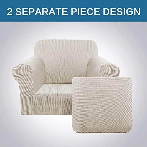 H.VERSAILTEX 2-Pieces Armchair Cover Chair Slipcovers with Arms Furniture Protector Cover Fit Armchair Width Up to 47 Inch, Jacquard Spandex Couch Covers Armchair Slipcover - Island Fossi, Chair - Image 5