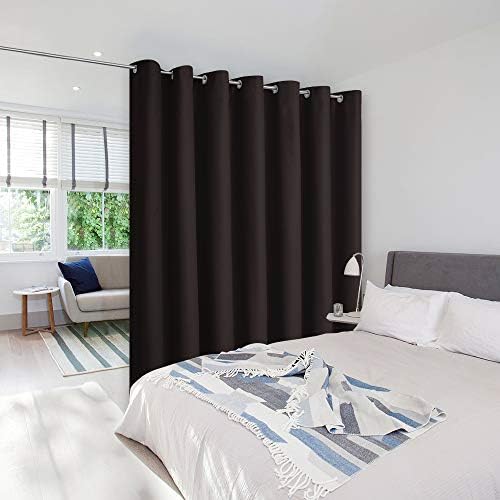NICETOWN Room Dividers Curtain Screen Partitions, Patio Sliding Door Curtain, Wide Blackout Curtains, Keep Warm Draperies, Sliding Glass Door Drapes (1 Piece, 8.3ft Width x 7ft Length, Toffee Brown) by NICETOWN