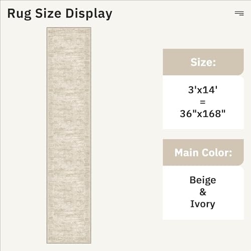 Soalmost Washable 3x14 Hallway Runner Rug Non-Slip Kitchen Entry Rugs Beige - Image 5