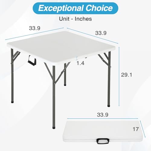 FDW | 34" Folding Table | White | Portable Plastic Table - Image 3